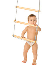 Image showing Boy with a rope-ladder 3�