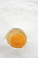 Image showing Flour and eggs ready for mixing