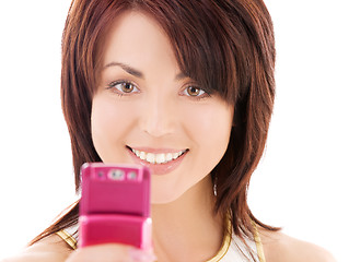 Image showing happy woman with cell phone