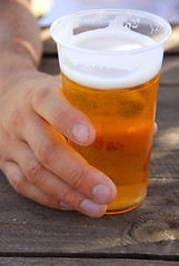 Image showing Beer in plastic glass