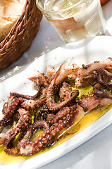 Image showing marinated grilled octopus taverna food specialty greek islands