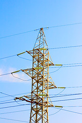 Image showing Industrial energy tower on sky background