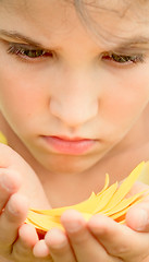 Image showing Beauty teen girl and floral petal