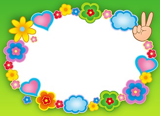 Image showing Round hippie frame with flowers