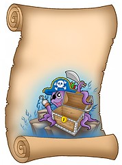 Image showing Parchment with pirate octopus