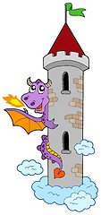 Image showing Lurking dragon with castle tower