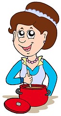 Image showing Smiling woman cooking at home