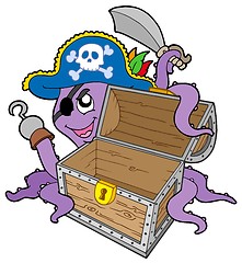 Image showing Pirate octopus with chest