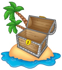 Image showing Pirate island with open chest