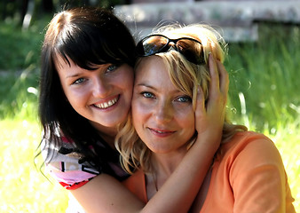 Image showing Two blue-eyed girls