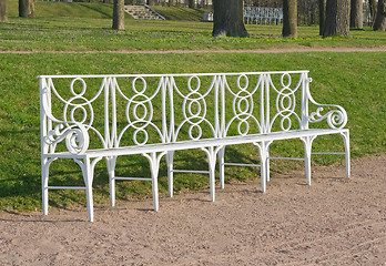 Image showing White garden bench