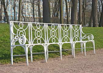 Image showing White garden bench