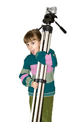 Image showing The girl with a phototripod