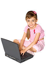Image showing The girl with a notebook computer