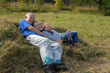 Image showing two boys on grass