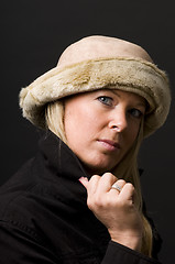 Image showing sexy blond woman with fashion hat