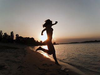 Image showing Jumping into water