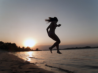 Image showing Jumping into water