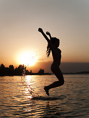 Image showing Jumping from water