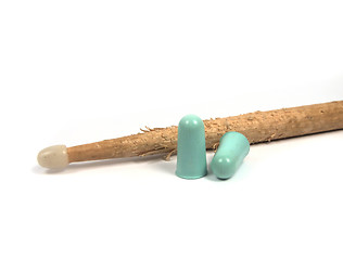 Image showing DrumSticks & Earplugs