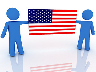 Image showing Persons with flag