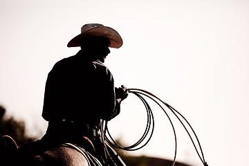 Image showing cowboy rodeo silhouette