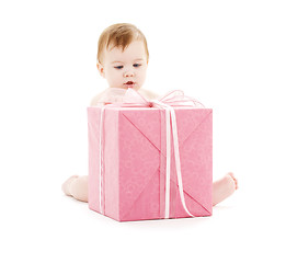 Image showing baby boy with big gift box