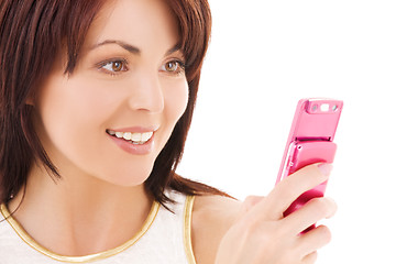 Image showing happy woman with cell phone