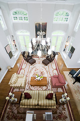 Image showing aerial view large luxury living room