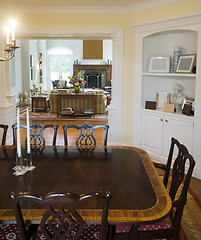 Image showing formal dining room and luxurious living room in mansion