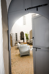 Image showing view of courtyard in riad marrakech morocco