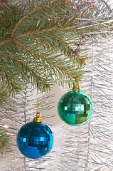 Image showing Two christmas balls