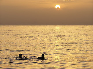 Image showing Sunset Swim
