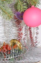 Image showing Christmas balls and bell