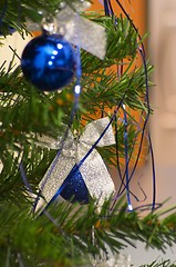 Image showing Blue Christmas balls