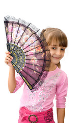 Image showing The girl with a fan