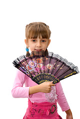 Image showing The girl with a fan