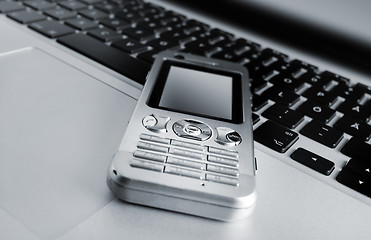 Image showing Laptop and Mobile Phone