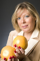 Image showing woman with bowl of fruit
