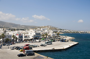 Image showing EDITORIAL port harbor town parikia paros cyclades islands 