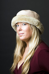 Image showing sexy blond woman with fashion hat