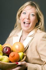 Image showing woman with bowl of fruit