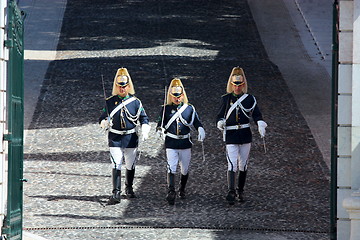 Image showing Soldiers changing the guard in Lisbon