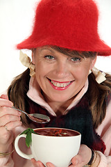 Image showing Woman With Soup