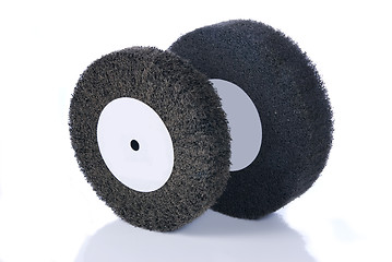 Image showing Black and gray, abrasive flap wheels