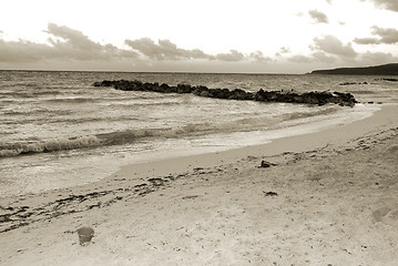 Image showing Sunset at a tropical beach