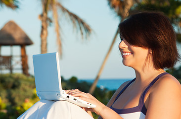 Image showing lovely woman with laptop computer