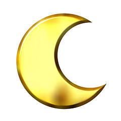 Image showing 3D Golden Crescent Moon