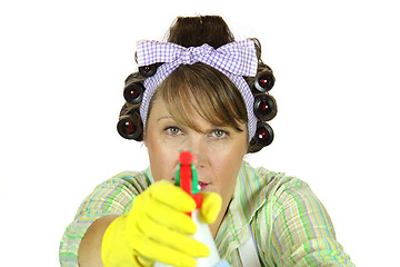 Image showing Frumpy Housewife Takes Aim