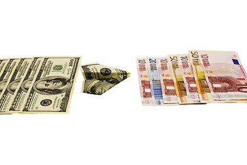 Image showing Dollars and Euro on a white background